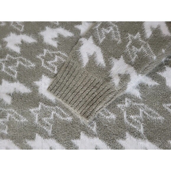 Debut Womens L New Houndstooth Pullover Sweater- Sage Green White - Picture 9 of 9
